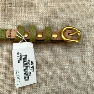 NWT J Crew Thin Belt: Green Leather Print, Length 40 inches, Width 0.5 inches. L